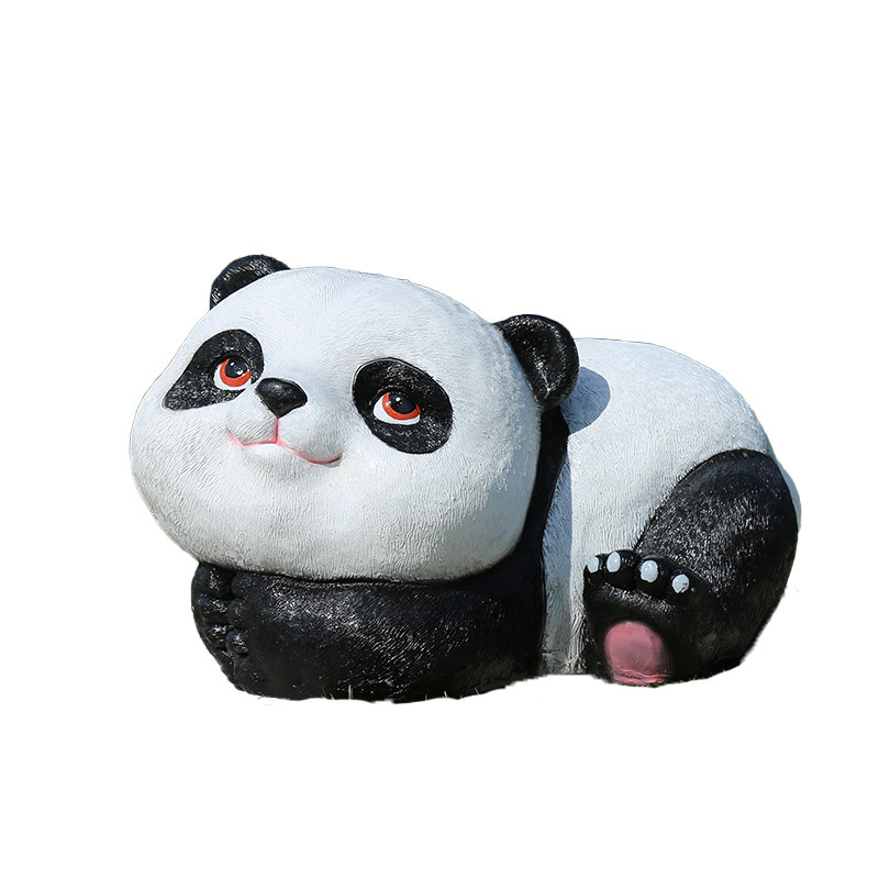 户外熊猫摆件装饰品玻璃钢园林景观仿真动物雕塑草坪景区公园小区