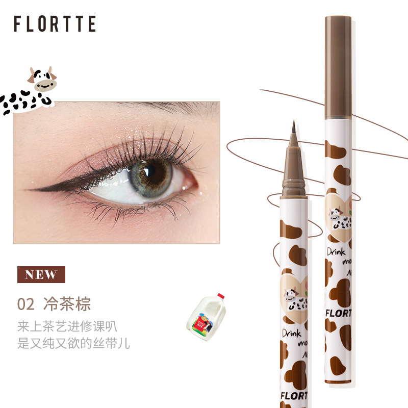 FLORTTE/花洛莉亚哇塞眼线笔卧蚕笔胶极细棕色花菜熊眼线液笔 - 图0