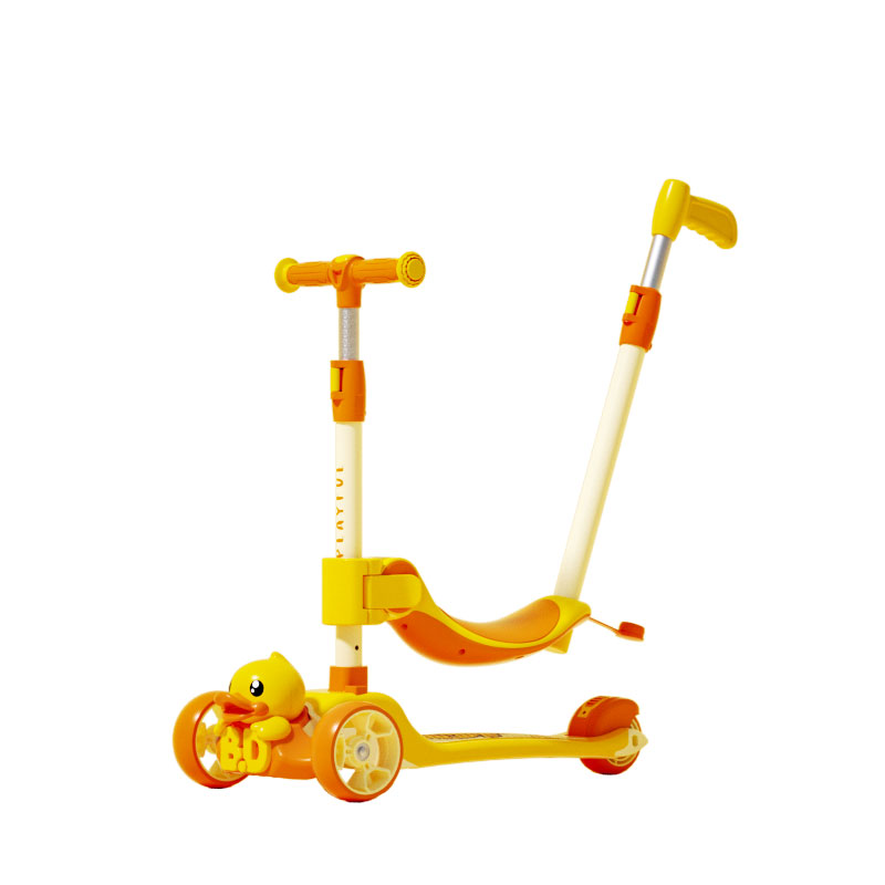 乐的小黄鸭儿童滑板车1一3岁5岁宝宝可坐可骑踏板三合一滑滑溜车
