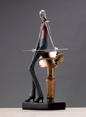 新款欧式a复古打台球人物摆件家居书房玄关酒柜咖啡厅台球会所装