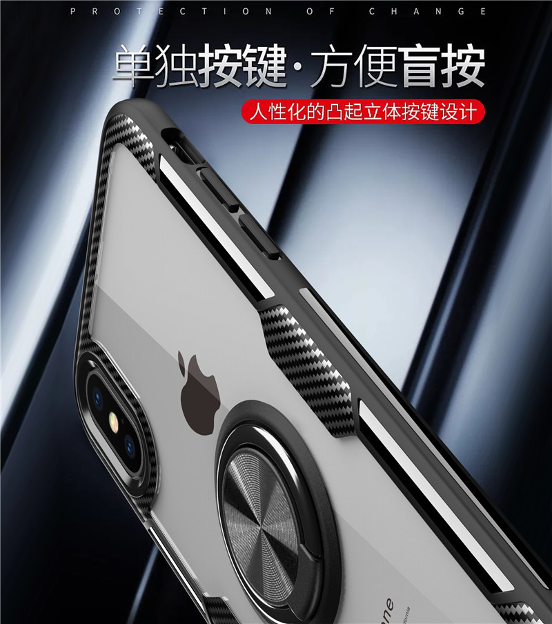 适用苹果X手机壳iPhoneX全包防摔套硅胶iPhone XSMax透明玻璃指环潮牌iPhoneXMax新iponex外壳XMax男磁吸支架