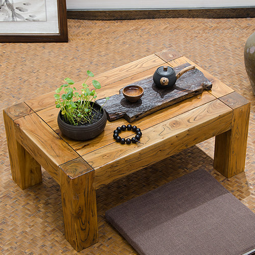 炕桌实木老榆木榻榻米小茶几简约现代矮桌子实木飘窗桌榻榻米书桌 - 图2