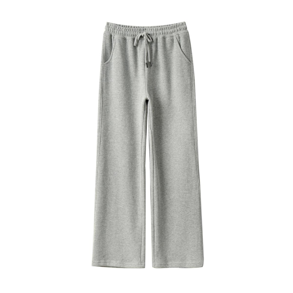 柔软舒适 女士迷你绒阔腿裤 纯色宽松卫裤 直筒长裤子 春秋款女装 - 图3