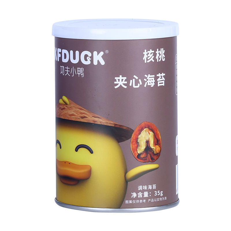功夫小鸭旗舰店功夫小鸭夹心海苔核桃坚果紫菜脆片芝麻核桃杏仁鱼松味【4罐装】1