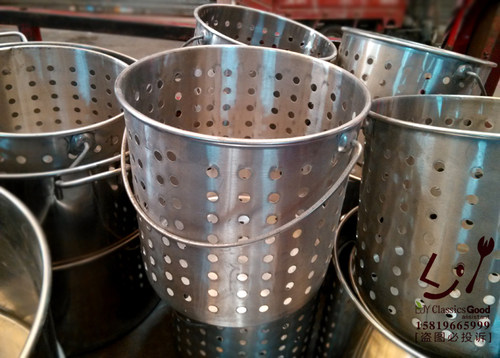 不锈钢消毒桶漏桶油炸桶冲孔沥水桶过虑器手提桶过滤提桶30cm包邮 - 图2