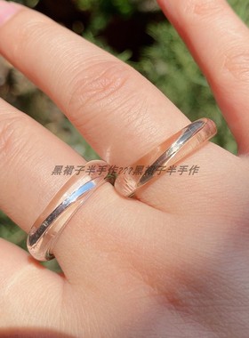 内含金属！不怕变色不怕水基础百搭树脂戒指小众设计版日系订单