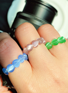 爱心弹力可调节小众设计猫眼石