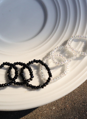 手作款简约又酷的黑色水晶弹力