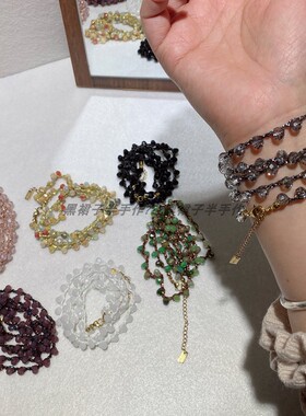 手链~项链~腰链多用途编织水晶珠串超闪线绳不锈钢尾链不掉色包邮