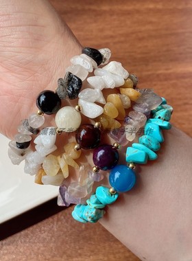 不规则天然石头手串弹力手链