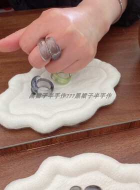 日杂风树脂戒指透色夸张设计感透绿色灰紫色闭口戒环日系订单剩余