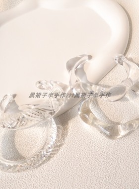 透明超百搭树脂开口手镯~不规则异型夸张蛇纹日杂风晕染小设计感