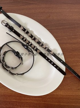 做旧复古美式pu手链颈链choker可情侣可闺蜜暗黑亚文化哥特风小众