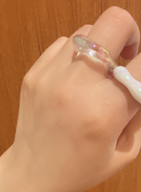 人鱼镀彩色戒指奶白异型不可调节