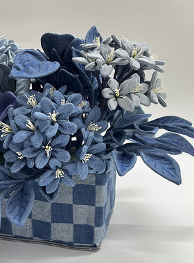 手工牛仔艺术插花花篮摆件送礼