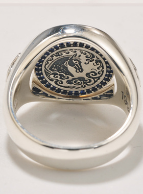 柒玥925银双面旋转刻字戒指