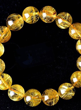 天然巴西金发晶满发晶手链女黄发晶手串男士金钛晶黄水晶情侣饰品