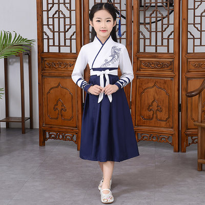 儿童汉服国学服表演男女孩古装中国风幼儿园中华孝道小书童服装 虎窝淘