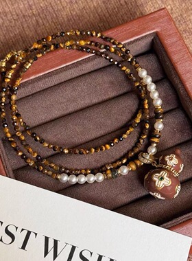 美拉德新中式虎眼石葫芦串珠项链