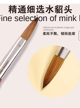 跨境亚克力美甲刷貂毛笔木柄科林斯基水晶刷指甲刷画笔加长毛笔
