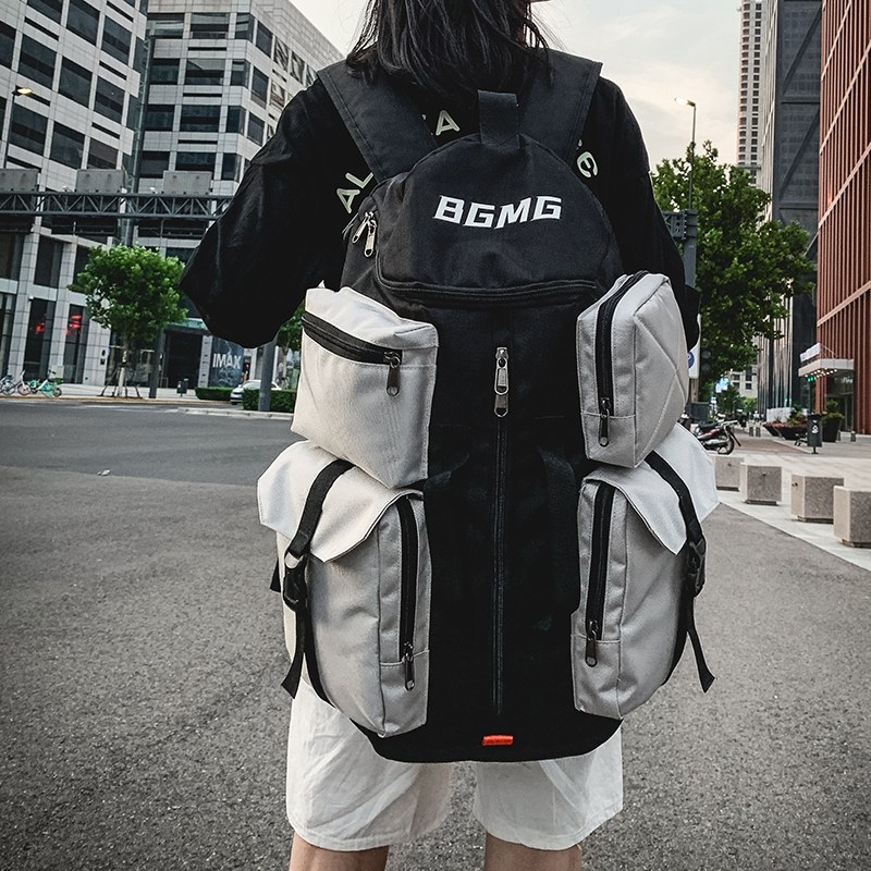 大容量潮户外休闲帆布超大登山包 仟仁狮双肩背包