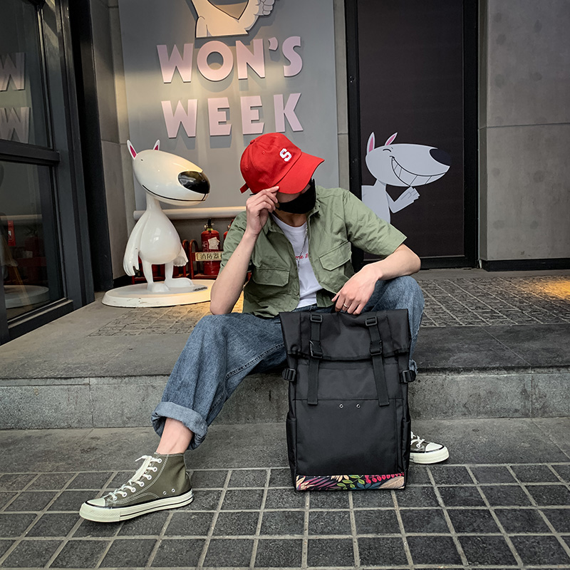 大学生男潮牌百搭校园简约双肩包 仟仁狮双肩背包