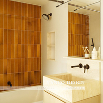 Medieval Style Retro Gradient Strip Brick Gold Orange Orange Kitchen Toilet Bathroom Tile Shop Bar Background Wall