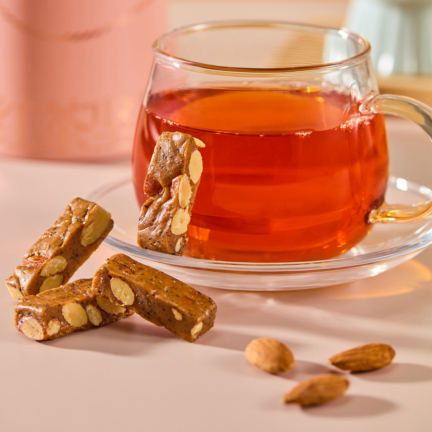 荣锦本味焦糖红茶坚果脆罐装112g低甜健康巴旦木办公室小零食便携,淘宝优惠券,粉丝福利购,淘宝优惠卷