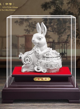 树脂祝福礼品绒沙金兔子摆件