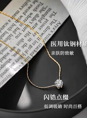 极细锆石钛钢蛇骨锁骨项链送女友