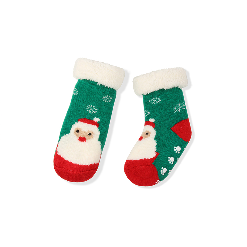冬季新生婴儿袜加绒加厚宝宝室内防滑儿童圣诞袜冬天保暖睡眠袜子 - 图3