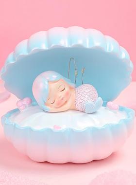 新款直销创意美人鱼小夜灯贝壳星星灯卡通女孩公主小摆件氛围灯装