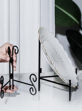 新款直销新款金属欧式摆放盘架 家居精美简易铁艺置盘架 创意铁艺