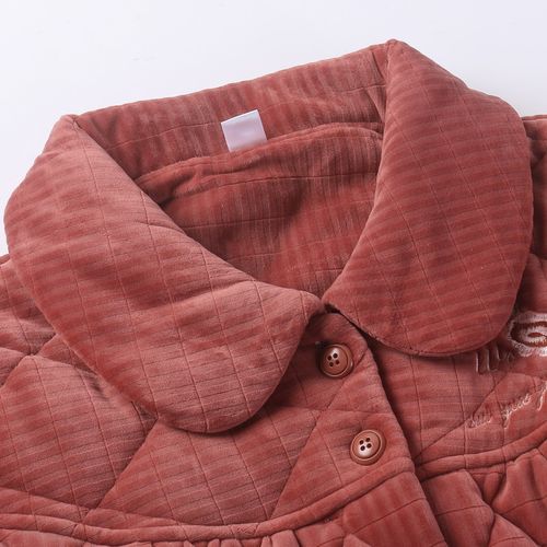 女士睡衣冬季珊瑚绒夹棉三层保暖加肥加大码胖mm200斤加厚家居服 - 图0