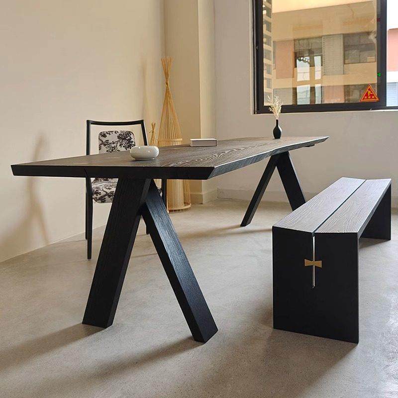 侘寂风白蜡木实木泡茶桌茶台碳化黑餐桌洽谈办公桌民宿接待长桌子,淘宝优惠券,粉丝福利购,淘宝优惠卷