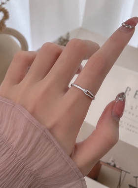 不掉色细闪百搭小众别针戒指女