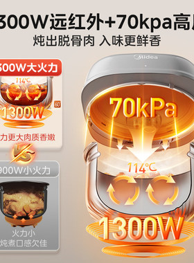 美的0氟0涂层电压力锅家用316不锈钢内胆换新补贴电饭煲电高压锅