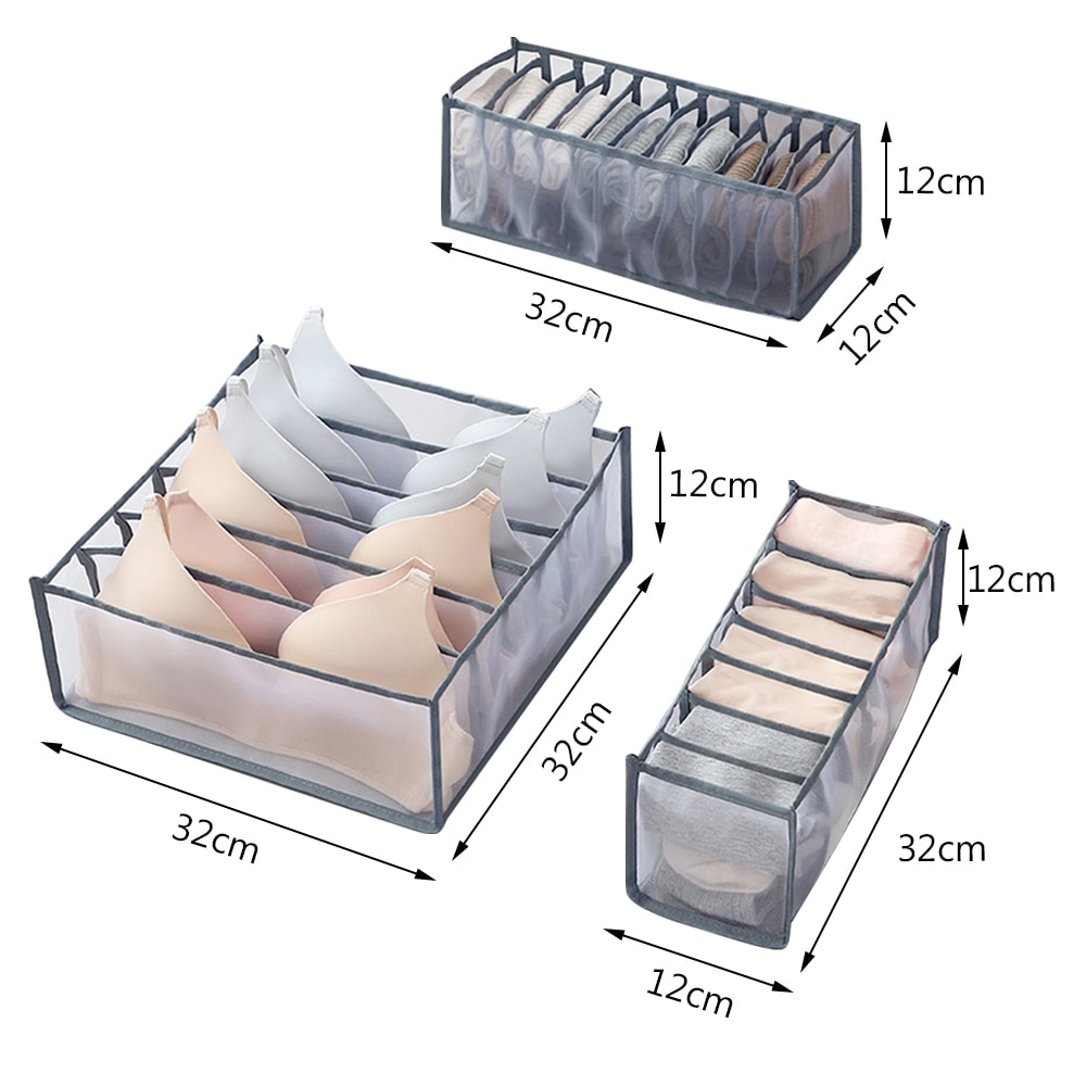 storage box 7 grids bra organizer foldable drawer organizer-图0