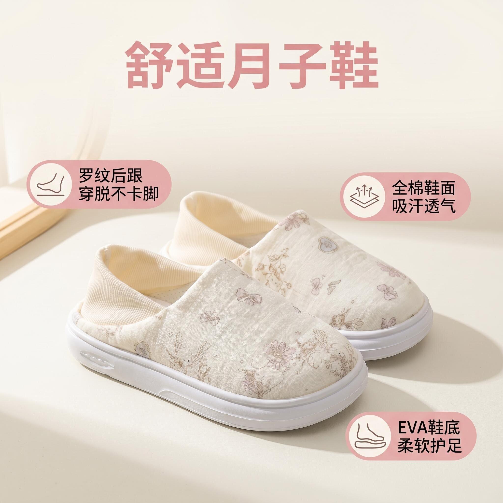 月子鞋夏季薄款7月份8产后春秋孕妇鞋软底包跟产妇鞋防滑拖鞋透气