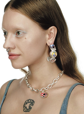 薄物TysGrocery A/W23 PRAY 回忆影像椭圆标志温银项链