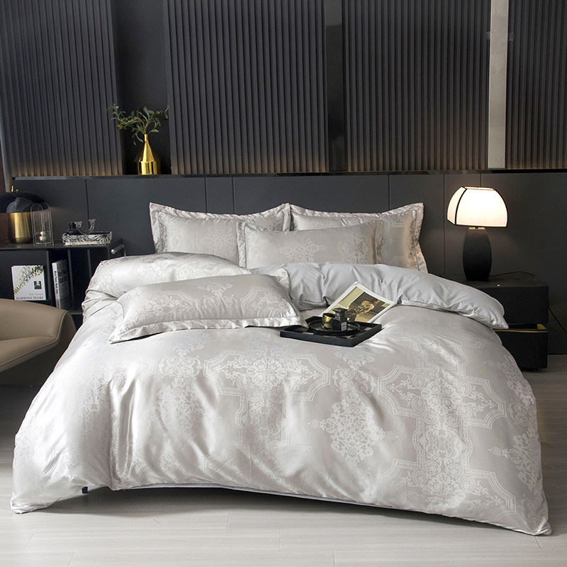 无印流年轻奢高级感提花四件套轻奢套件床单丝滑亲肤枕套一字绣