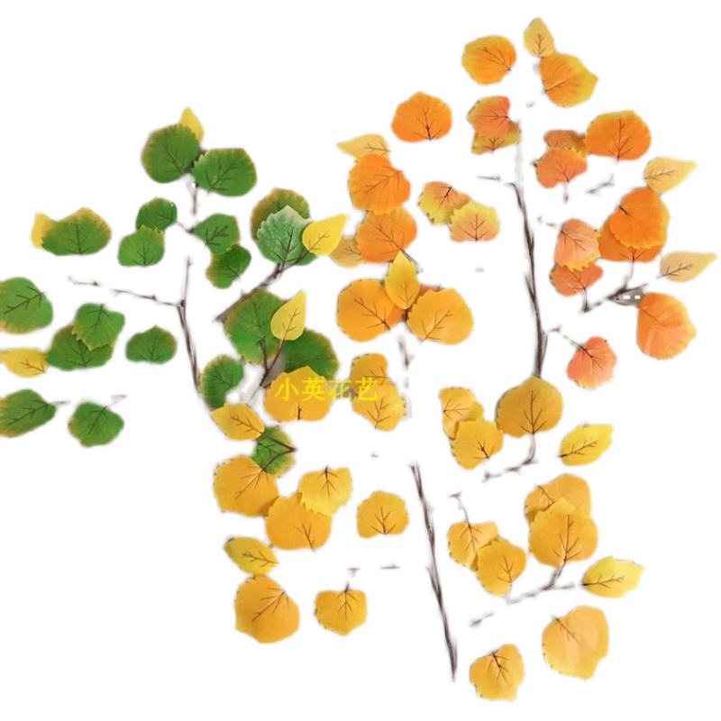 仿真胡杨塑料树枝工程插花装饰叶子舞蹈道具杨树叶梧桐叶红枫叶 - 图3