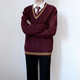DK uniform knitted sweater dark magenta men's autumn and winter