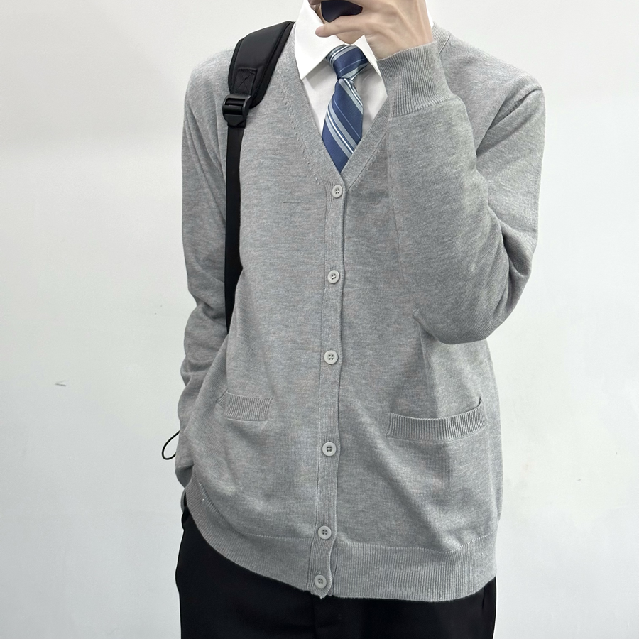 【刺篇】dk男制服基础款纯色日系学院风多色毛衣针织开衫外套上衣 - 图2