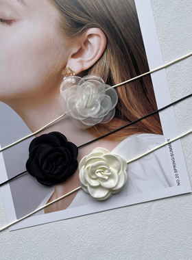 颈上生花～超仙山茶花项链绑带颈链手腕花choker项锁骨链可做腰带