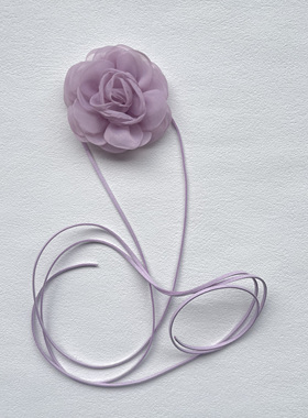 仙女雾紫～玫瑰项链颈花锁骨链女choker写真拍照配饰长款绑带腰带