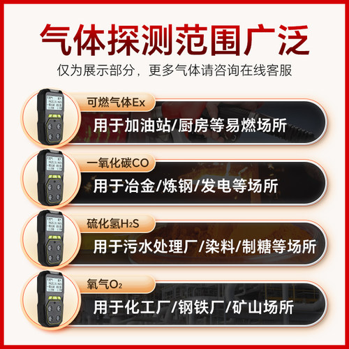 四合一气体检测仪可燃氧气硫化氢一氧化碳有毒有害气体泄漏报警器 - 图0