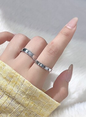 s925纯银几何星光情侣对戒爆闪碎冰冰ins小众高级感礼物送男女友