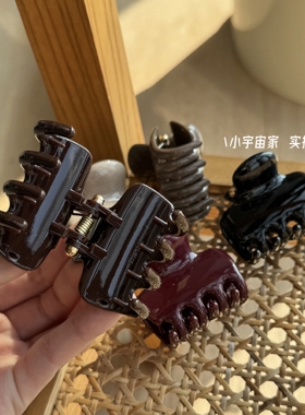 奶咖泡芙~韩国风仿醋酸中号抓夹女半扎发夹高马尾发夹鲨鱼夹新款
