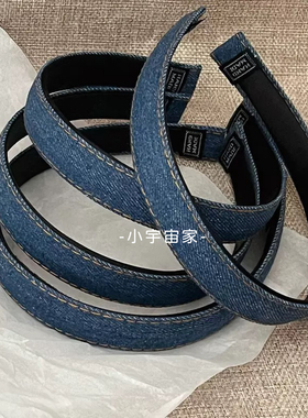 上镜好看~复古牛仔蓝发箍女辣妹扁头箍日韩ins风春夏新款洗脸发卡